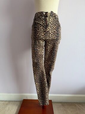 Zara Leopard Print Denim Skirt in Brown and Black